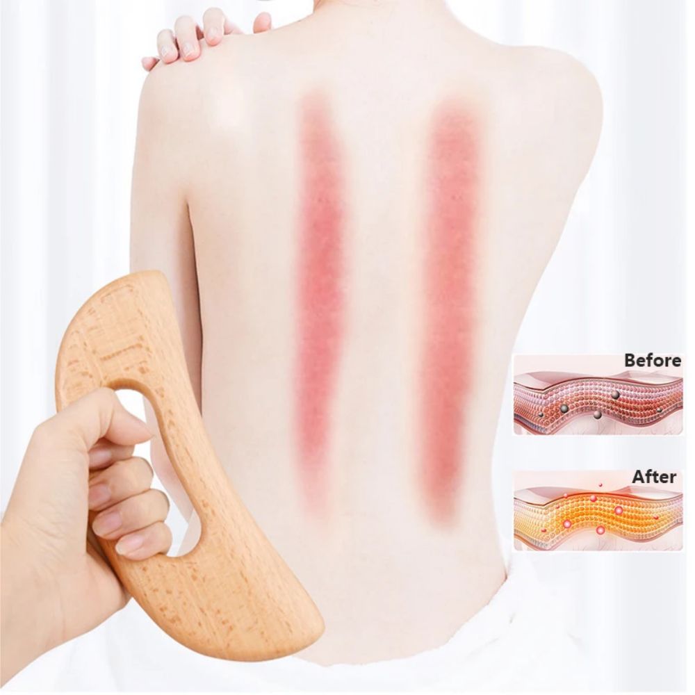 Premium Wooden Gua Sha Tool for Body Massage Therapy, Slimming Scraping Board for Acupoint Massage on Chest, Back, Neck, 