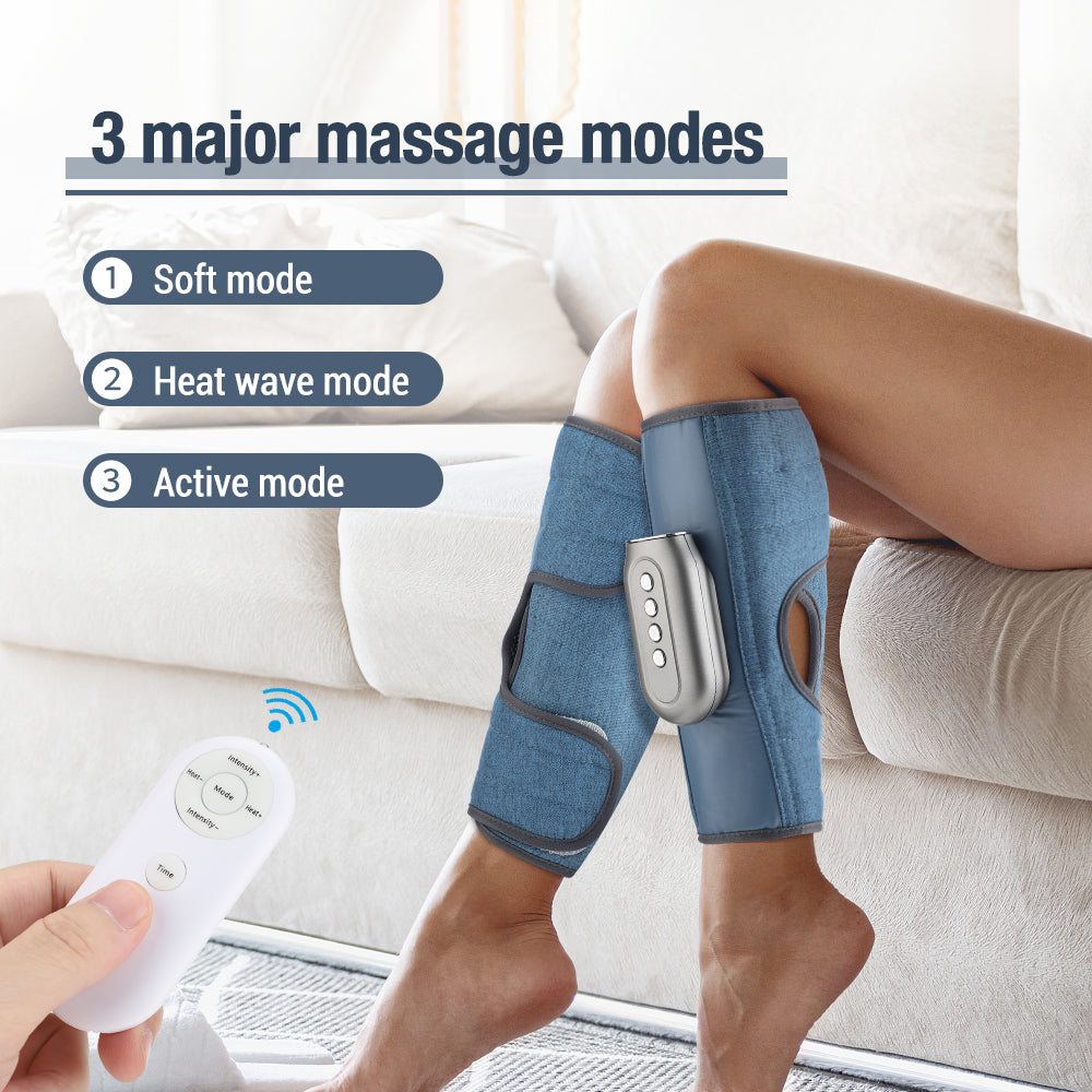 Premium Wireless Remote Control Calf Massager with Hot Compress Pads, Kneading Air Pressure for Leg Muscle Relaxation and 