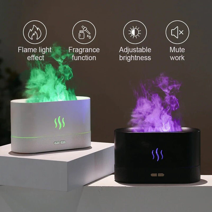 Premium 300ml Flame Aroma Diffuser with Remote Control, Essential Oil Humidifier & 7-Color LED Mist Maker for Home, Auto-Off 