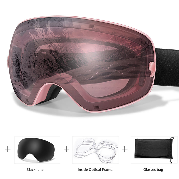 Premium Ski Goggles – Large Comma Spherical Design, Double-Layer Anti-Fog Lens, Winter Cycling & Sled Sports Glasses