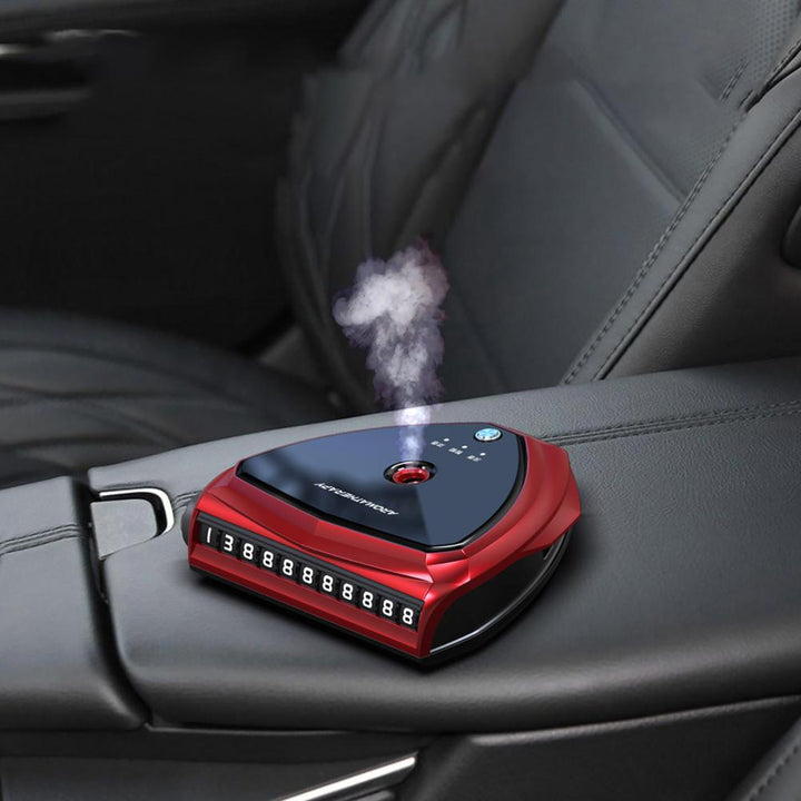 Premium Car Solar Aromatherapy Diffuser – Intelligent Spray, USB & Solar Charging, Add Essential Oils, with Parking Number 