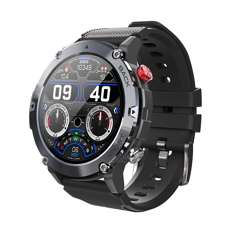 Premium Military Smart Watch for Men, Bluetooth Call, 5ATM Waterproof, Fitness Tracker, 20 Sports Modes, Heart Rate & Blood 