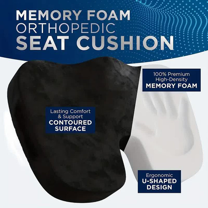 Premium Memory Foam Travel Seat Cushion – U-Shaped Orthopedic Pillow for Car, Office Chair, Hip Support, and Massage Comfort 