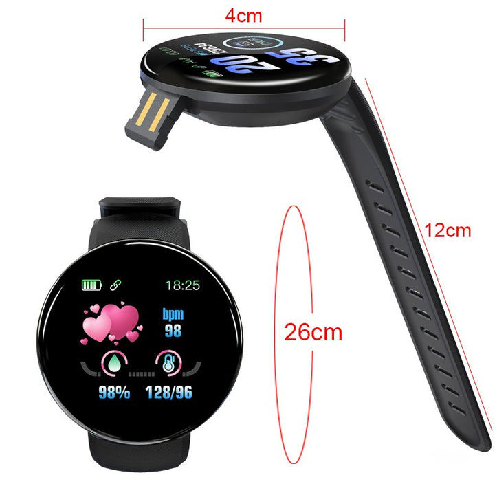 Premium D18 Smart Watch - Waterproof Fitness Tracker with Heart Rate, Blood Pressure, Oxygen Monitor, Call & Message 