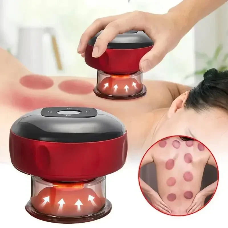 Premium Electric Cupping Therapy Set – Rechargeable Gua Sha Massager, 12-Level Vacuum Suction, Fat Burning & Slimming, Red 