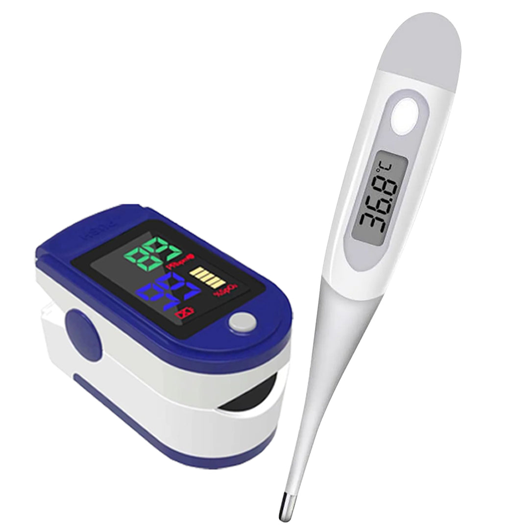 High Quality Pulse Oximeter & Soft Head Digital Thermometer Set – Accurate Finger Clip SpO2 Monitoring, Oral & Armpit 