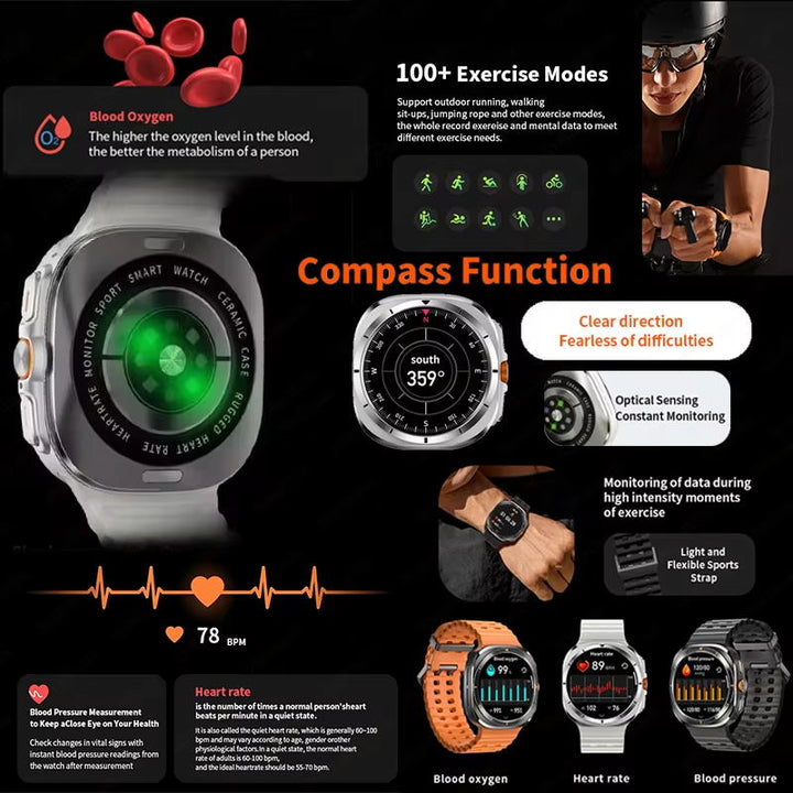 Premium Smartwatch for Men and Women – 1.43" AMOLED Display, IP68 Waterproof, Bluetooth Calling, Heart Rate, Blood Oxygen, 