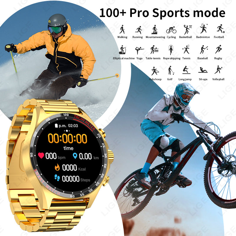 Premium Outdoor Sports GPS Smart Watch for Men – Bluetooth Call, HD AMOLED Screen, Health Monitoring, Compass, IP68 