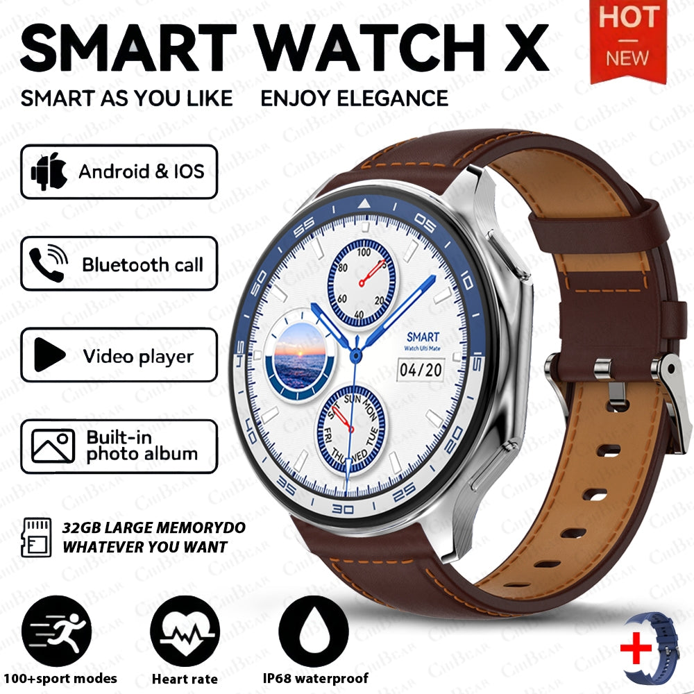 Premium Smartwatch for Men – Bluetooth Calling, 390mAh Battery, IP68 Waterproof, Fitness & Health Tracking, Music Player, 