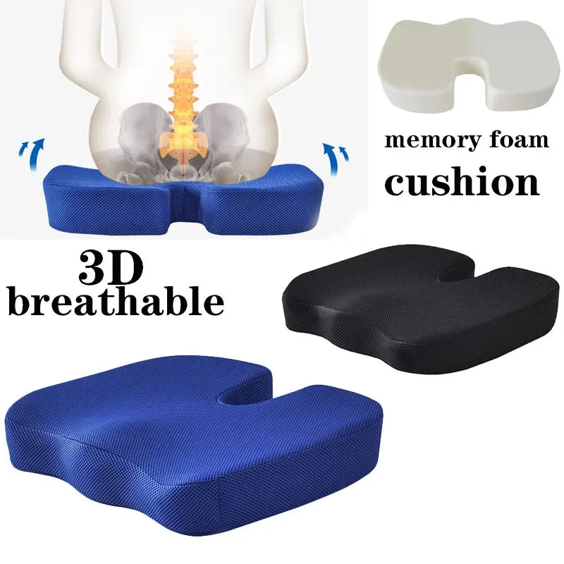 Premium Memory Foam Travel Seat Cushion – U-Shaped Orthopedic Pillow for Car, Office Chair, Hip Support, and Massage Comfort 