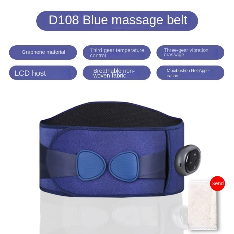 Premium Electric Waist Massager – Portable Lumbar Heating Belt with Vibration & Temperature Control – Adjustable Waist 