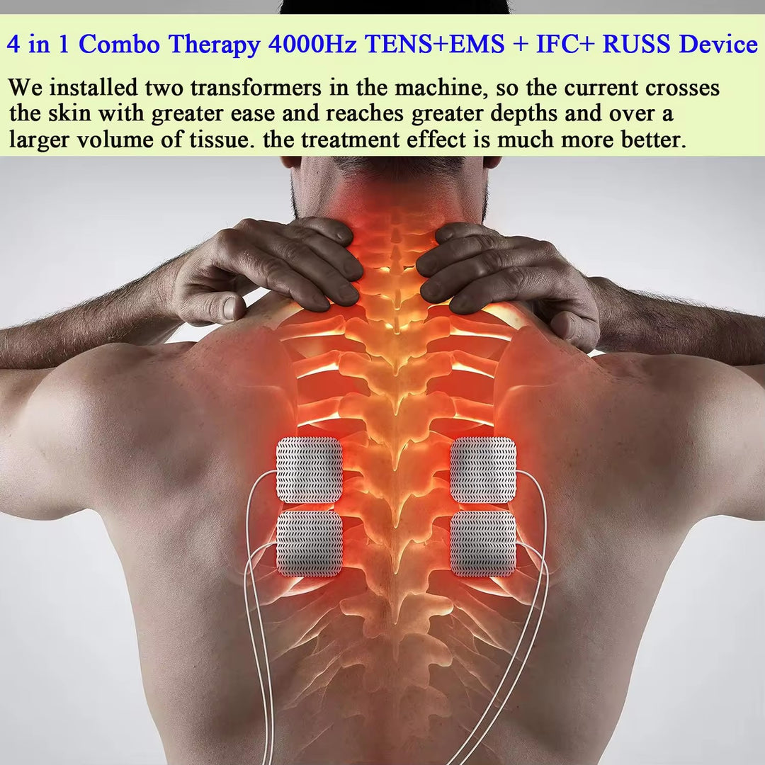 Premium Electric Muscle Stimulator EMS TENS IF RUSS Pulse Therapy Device, 60 Modes, Adjustable Intensity, High-Frequency   