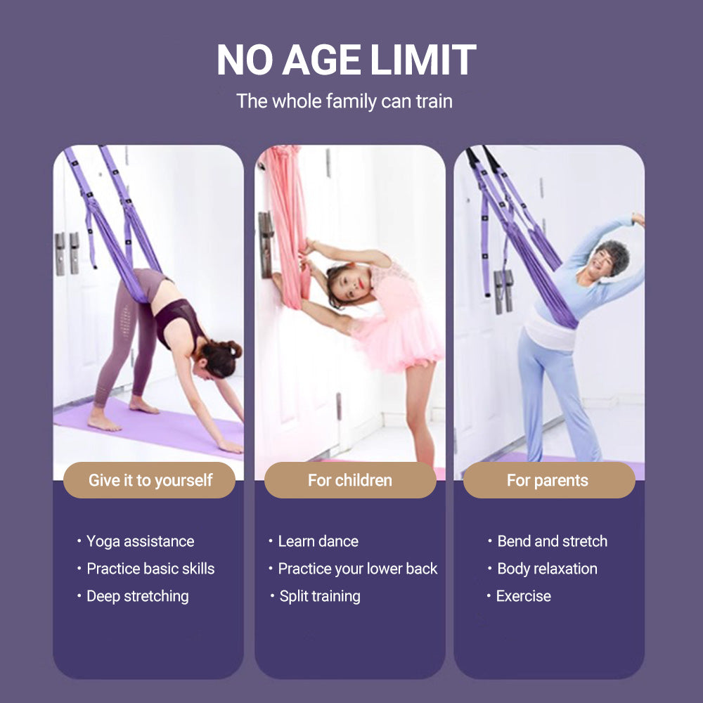 Premium Aerial Yoga Strap – Adjustable Stretching & Inversion Belt for Leg Splits, Flexibility Training, with Metal Buckle