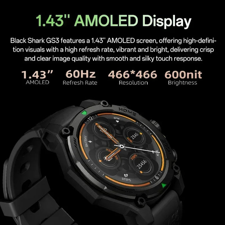 Luxury GPS Smartwatch – 1.43" AMOLED Display with 21-Day Battery Life, 5ATM Waterproof, Built-in GPS Satellite Positioning