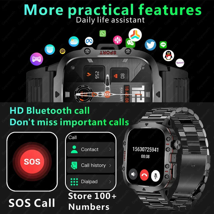 Premium Men's Smartwatch – Full Circle Touch, Bluetooth Call, IP67 Waterproof, Fitness & Health Tracking, 1.3" HD Screen,  