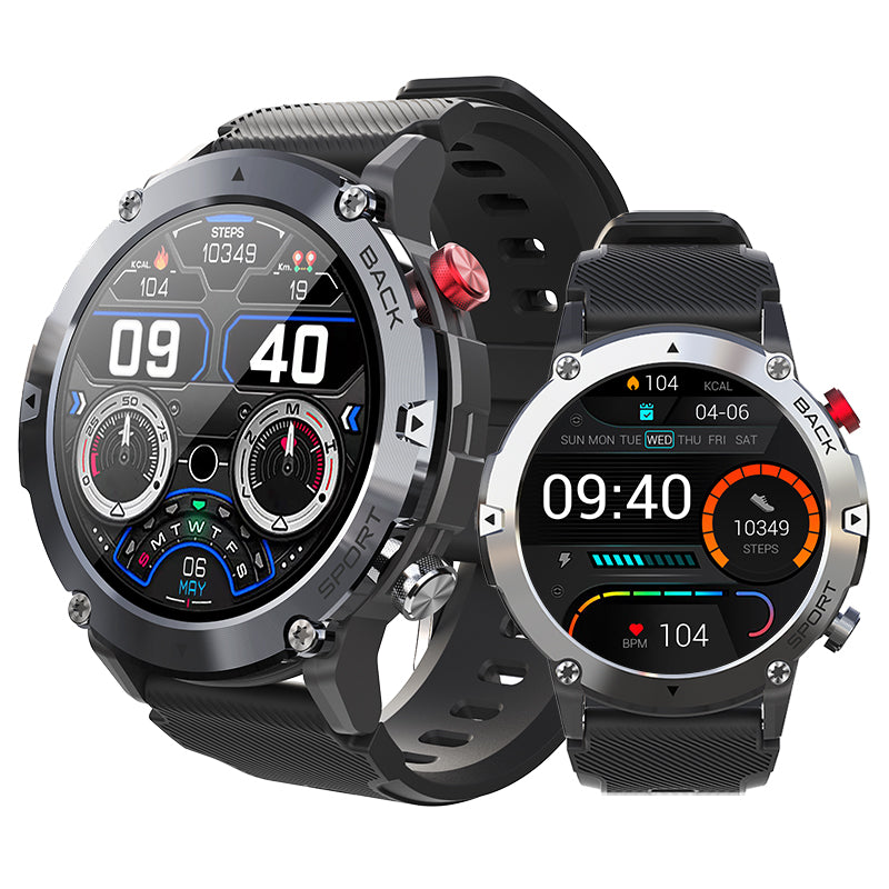 Premium Military Smart Watch for Men, Bluetooth Call, 5ATM Waterproof, Fitness Tracker, 20 Sports Modes, Heart Rate & Blood 