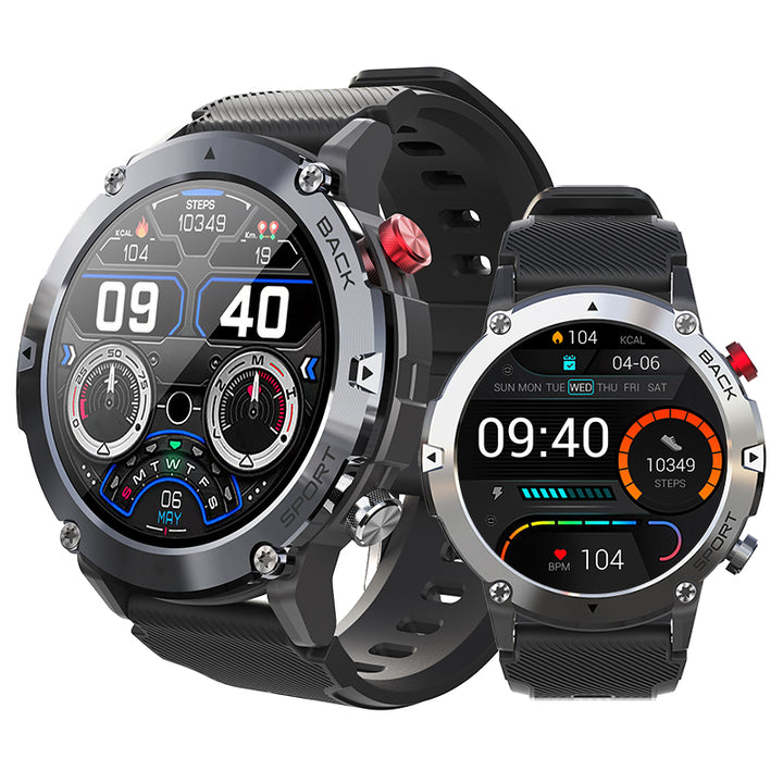 Premium Military Smart Watch for Men, Bluetooth Call, 5ATM Waterproof, Fitness Tracker, 20 Sports Modes, Heart Rate & Blood 