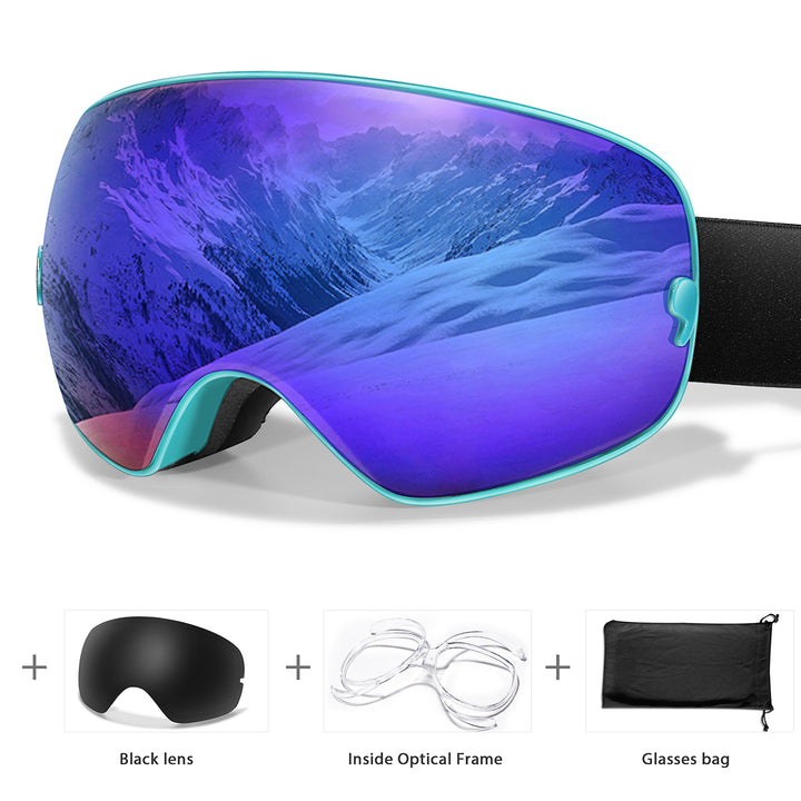 Premium Ski Goggles – Large Comma Spherical Design, Double-Layer Anti-Fog Lens, Winter Cycling & Sled Sports Glasses