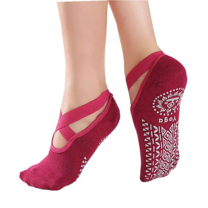 High-Quality Anti-Slip Yoga Socks for Women – Breathable Cotton, Ballet-Inspired Bandage Design, Perfect for Pilates, Dance