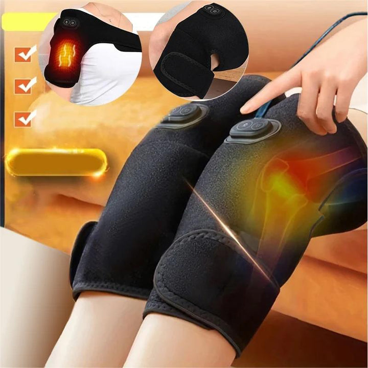 Premium Electric Heated Shoulder Brace & Knee Support with Vibration Massage, Adjustable Strap, Far Infrared Heat, USB  