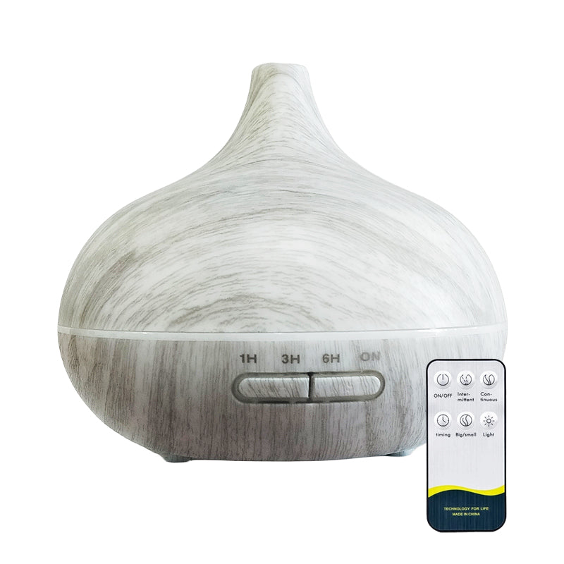 Premium 550ml Wood Grain USB Aroma Diffuser, Essential Oil Humidifier with 7 LED Colors & Remote Control