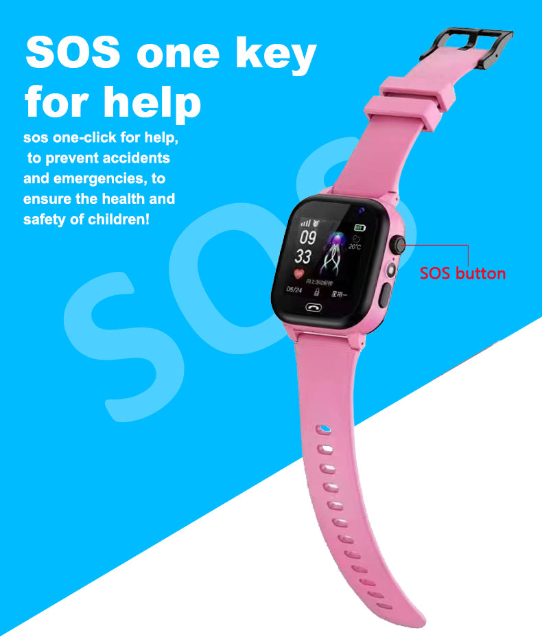 Premium Kids Smart Watch Phone – 2G GSM, LBS Location, SOS, Voice Chat, Camera, Flashlight, Alarm, Silicone Strap,