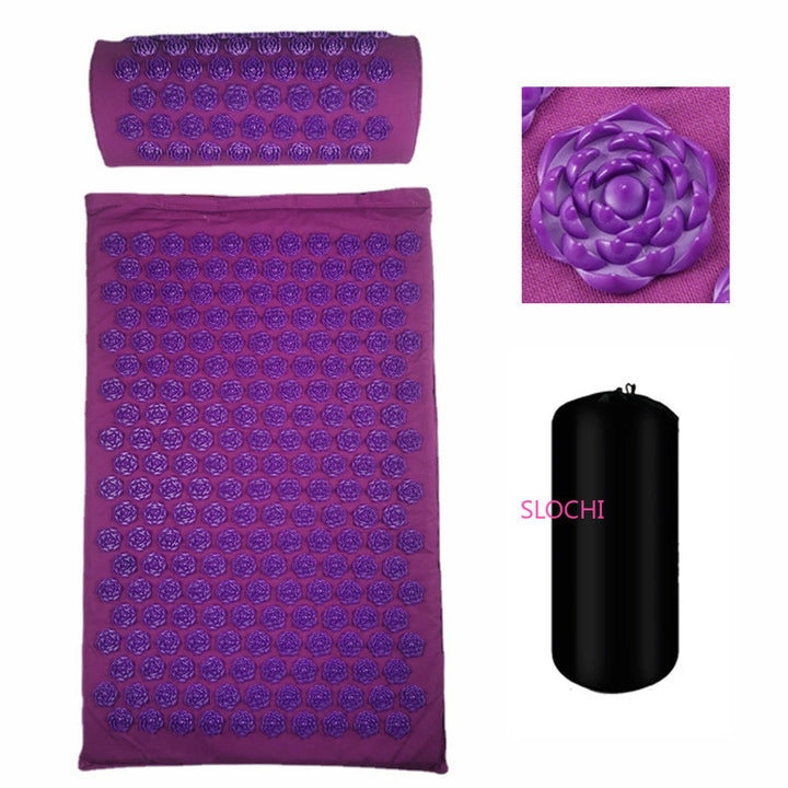 Premium Acupressure Massage Mat – Stress Relief & Back Pain Relief – Yoga Mat with Spikes, Pillow & Portable Design 