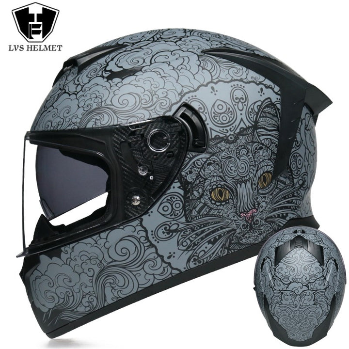 Premium Full Face Motorcycle Helmet - DOT & ECE Certified, Double Lens, Inner Sun Visor, Lightweight ABS Shell, Removable Nose Guard, Unisex for Men & Women, M/L/XL Sizes