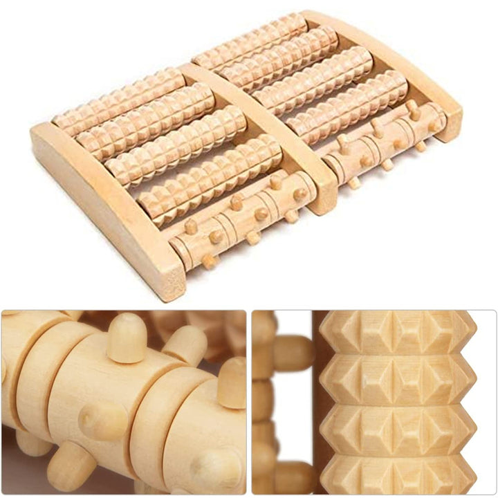 Premium Wooden Foot Massager Roller - Reflexology Tool for Muscle Relaxation, Pain Relief, Spa Gift for Anxiety, Insomnia, 