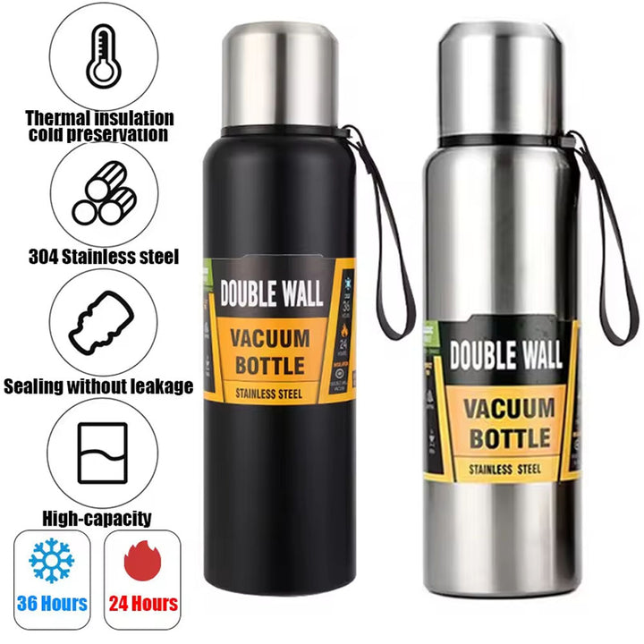 Premium Large Capacity Stainless Steel Thermos Flask - 500ml/1000ml/1500ml Insulated Water Bottle with Leak-Proof Lid, 