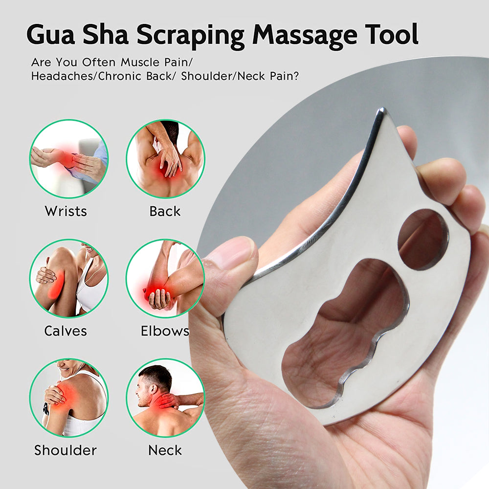 Premium Stainless Steel Gua Sha Scraping Massage Tool for Muscle Relaxation, IASTM for Back, Legs, Arms, Anti-Cellulite 