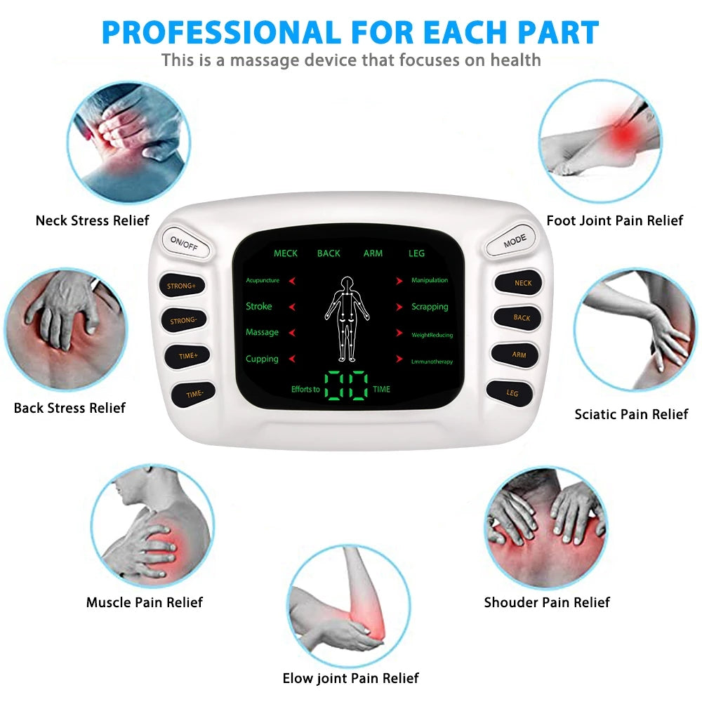 High Quality TENS EMS Muscle Stimulator 16-Mode Electric Acupuncture Body Massager for Pain Relief, Muscle Relaxation,  