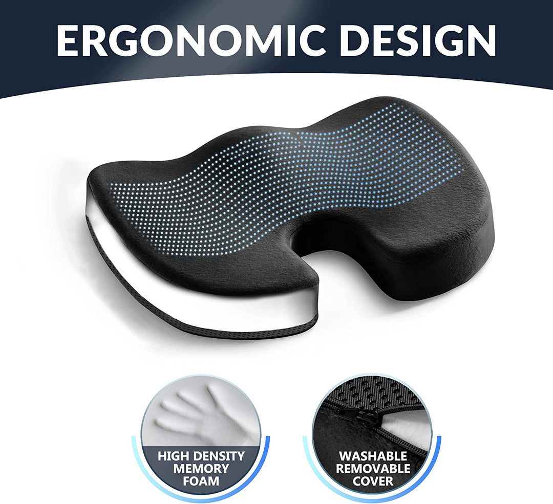 Premium Non-Slip Gel & Memory Foam Cushion – Ergonomic Coccyx Support for Office Chairs, Cars, and Long Sitting Comfort