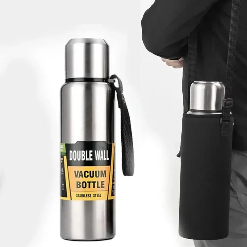 Premium Large Capacity Stainless Steel Thermos Flask - 500ml/1000ml/1500ml Insulated Water Bottle with Leak-Proof Lid, 