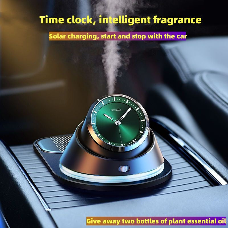 Premium Car Air Purifier & Aromatherapy Diffuser – Intelligent Clock Design, USB-C Rechargeable, French Fragrance Perfume, 