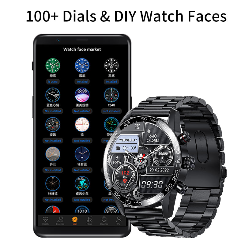 Premium Smartwatch for Men – ECG + PPG, Bluetooth Call, AMOLED Full Touch, NFC, Sports Mode, Waterproof, Heart Rate, Blood 