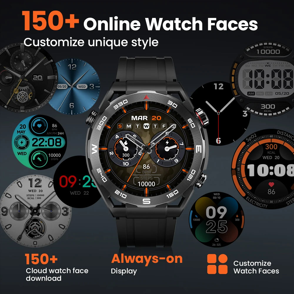 Premium Smartwatch for Men & Women – 1.53" HD Display, Bluetooth Call, 127 Workout Modes, 24H Health Monitoring, IP68 