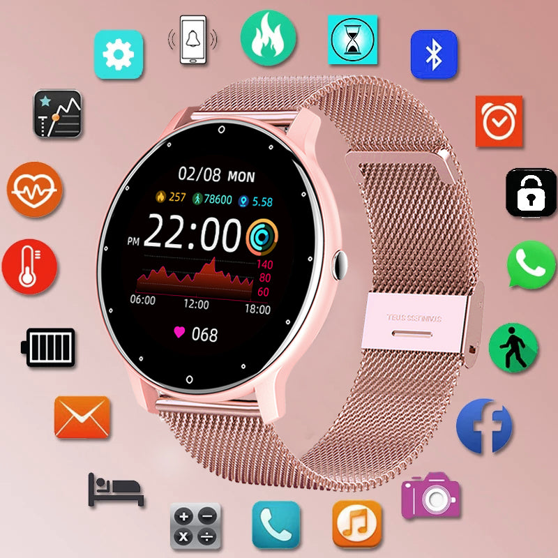 Premium Smart Watch for Women – Full Touch Screen, Fitness Tracker, Heart Rate, Blood Pressure Monitor, IP67 Waterproof,  