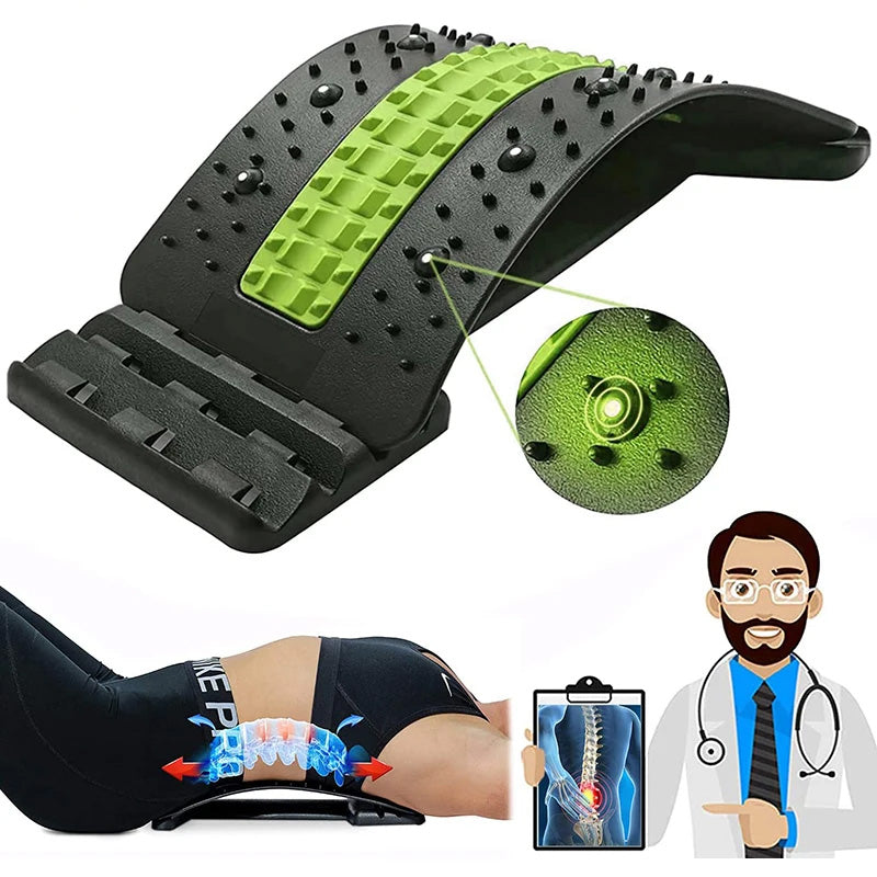 Premium Back Stretcher for Lower Back Pain Relief – 6th Gen Lumbar Support, Magnetic Massage Points, Adjustable Arch fo