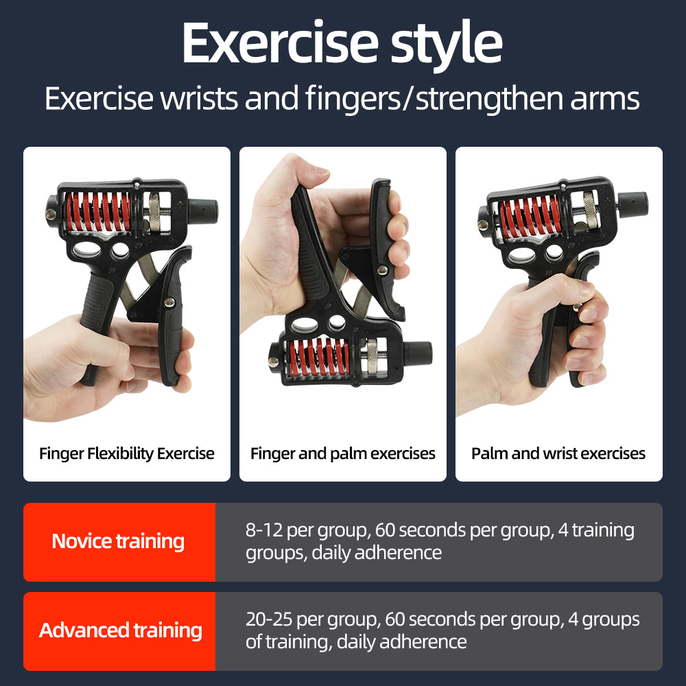 Premium Adjustable Hand Grip Strengthener - 5-120kg Finger Expander for Arm, Wrist & Forearm Training - Durable Steel Spring