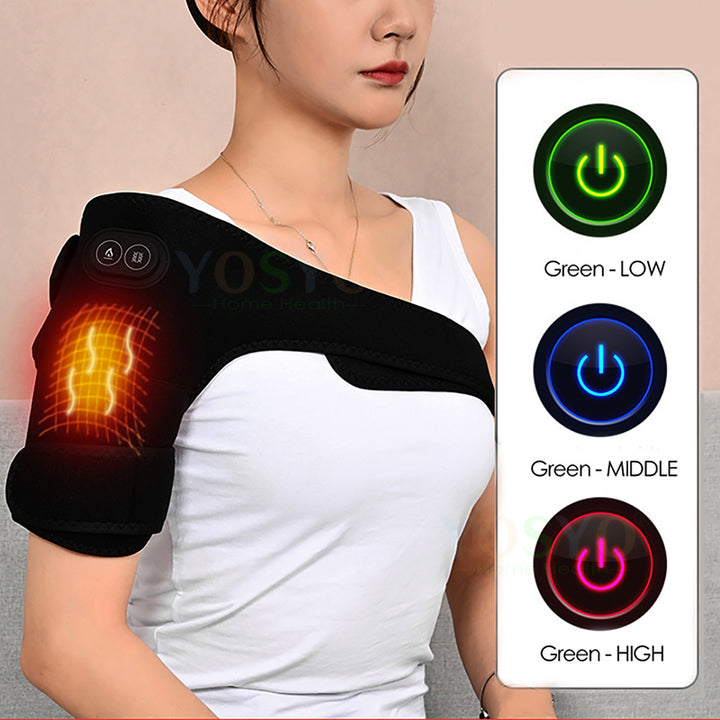 Premium Electric Heated Shoulder Brace & Knee Support with Vibration Massage, Adjustable Strap, Far Infrared Heat, USB  