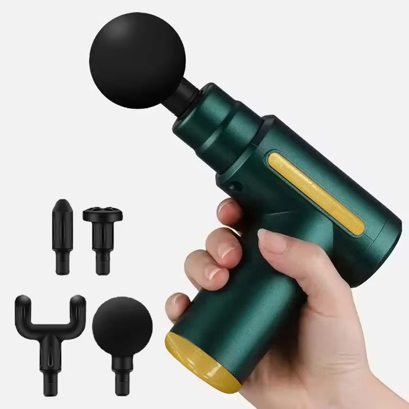 High-Quality Portable Massage Gun, 6-Speed Deep Tissue Percussion Massager with 4 Replaceable Heads, Rechargeable USB-Powered