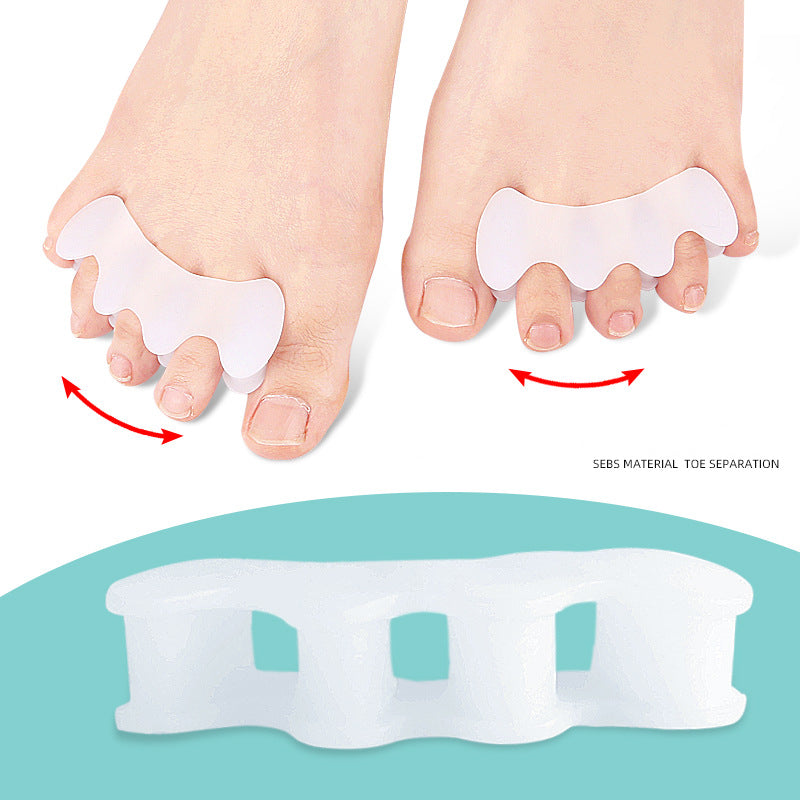 Premium Hard Silicone Toe Separator 2Pcs for Hallux Valgus & Hammer Toes – 3 Hole Orthopedic Spacers for Foot Correction, 