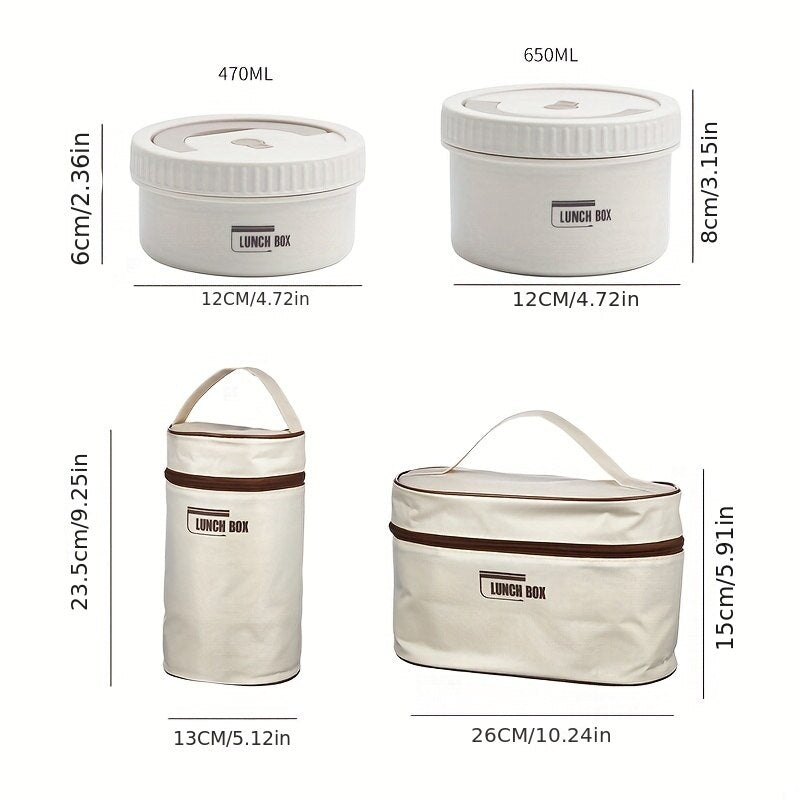 Premium Insulated Lunch Box Set – Portable Stackable Bento Box, Stainless Steel, Thermal Insulation, Keeps Food Warm or Cold,