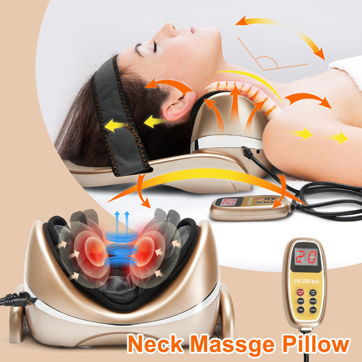 Premium Neck Massage Pillow for Pain Relief – Cervical Chiropractic Traction Device with Heating, Vibration & 7 Massage Modes