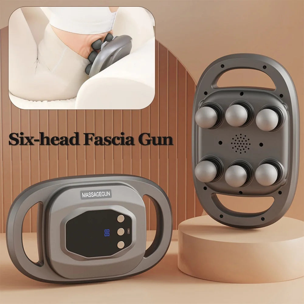 High-Quality Six-Head Massage Gun for Back & Body Relief, 20 Intensity Levels, Wireless High-Frequency Vibration, 6 Modes 