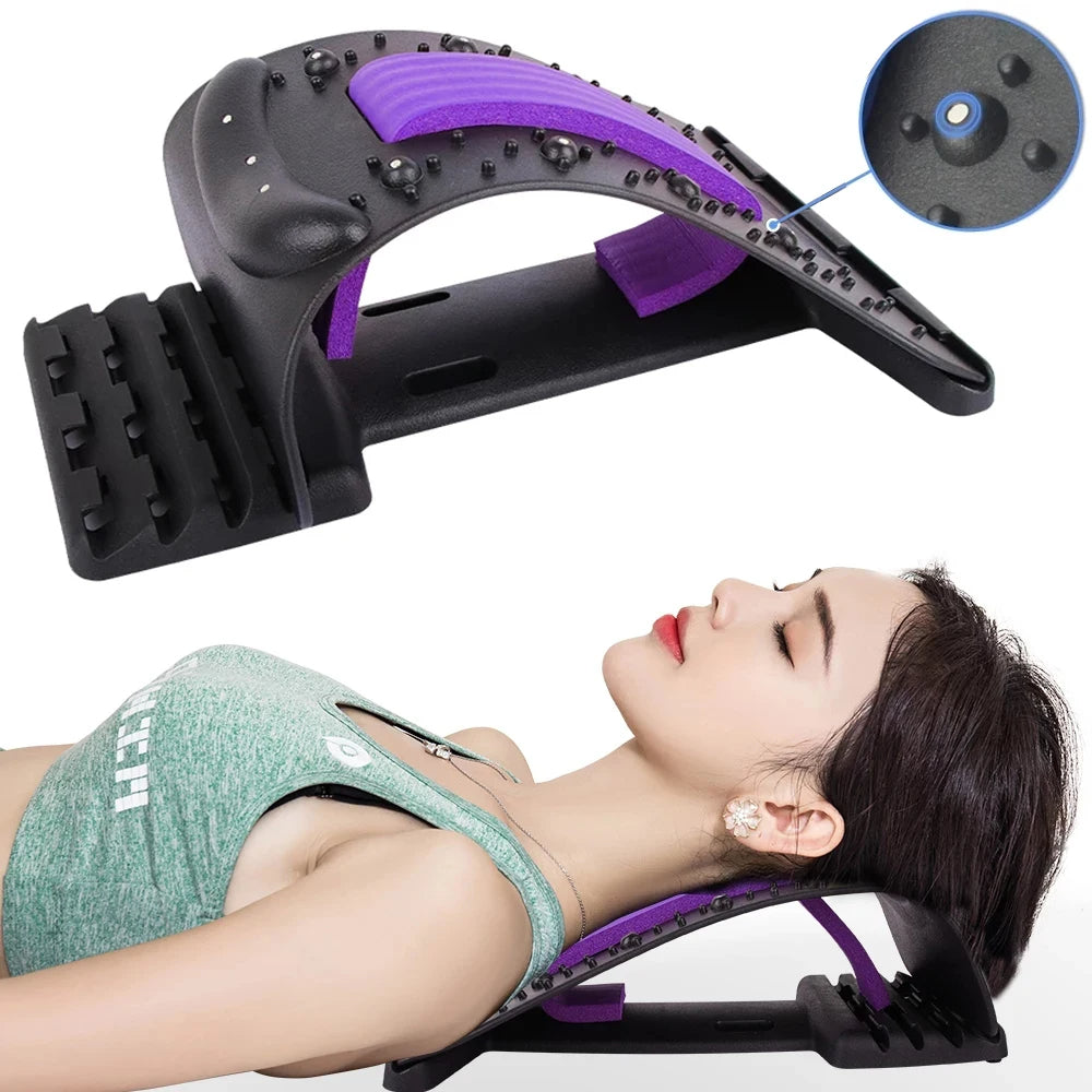 Premium 4-Level Neck Stretcher with Massage Apparatus – Magnetotherapy and Back Stretch Massager for Lumbar and Cervical