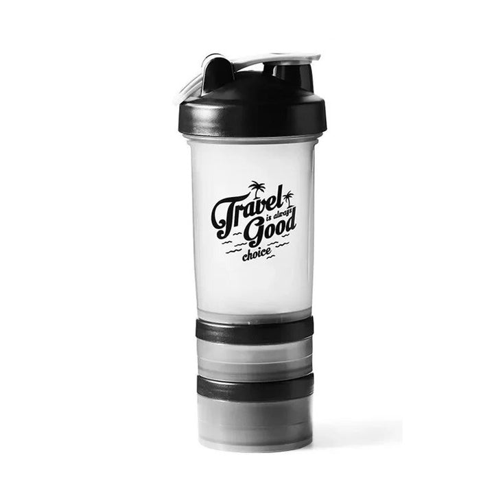 Premium 500ML Plastic Protein Powder Shaker Bottle – Three-Layer Portable Water Bottle with Large Capacity – Exercise 