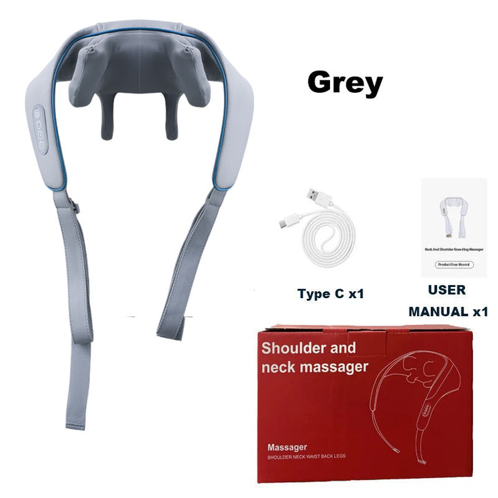 Luxury Neck and Shoulder Massager with Heat, Deep Tissue Shiatsu Kneading for Pain Relief, Electric Rechargeable Massage