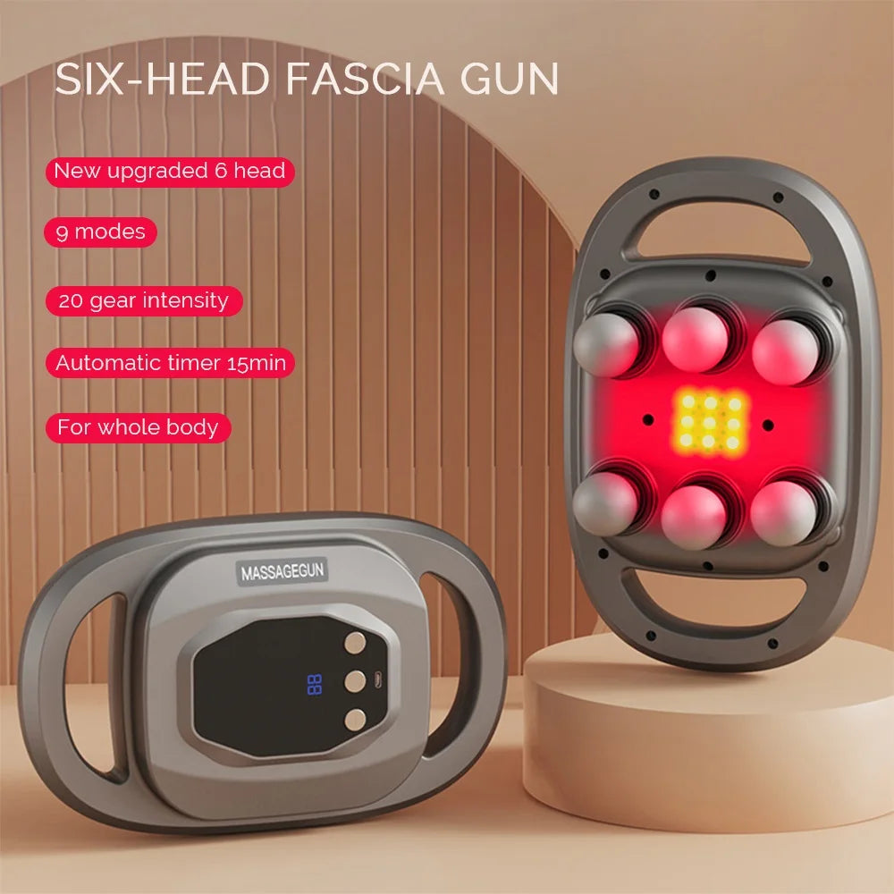 High-Quality Six-Head Massage Gun for Back & Body Relief, 20 Intensity Levels, Wireless High-Frequency Vibration, 6 Modes 